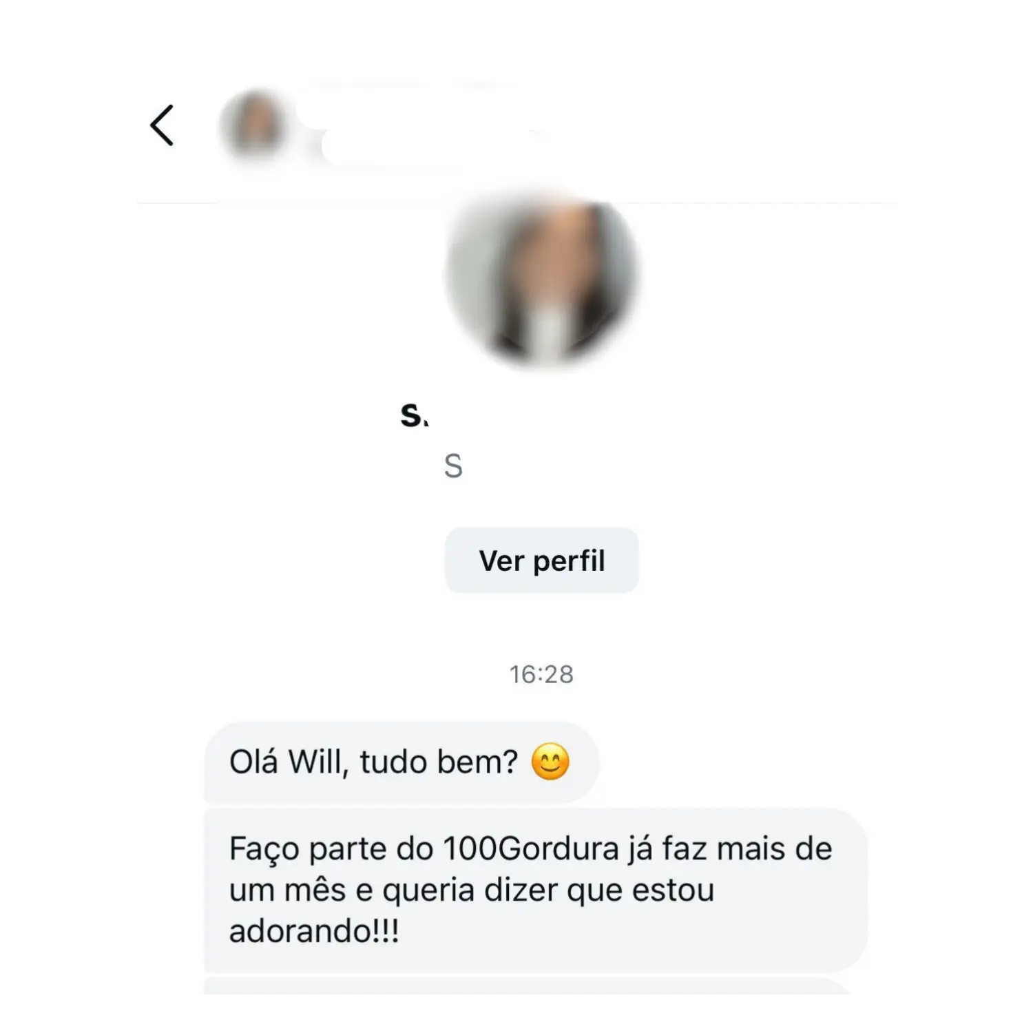 Depoimento de aluno no WhatsApp